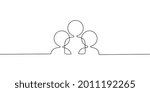 Creative Three People team continuous line drawing on white background.
