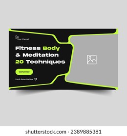 Creative thumbnail banner design, abstract fitness video cover banner design, body building tips, vector eps 10 file format