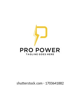 Creative Thunder Electric with modern sign P logo design template 