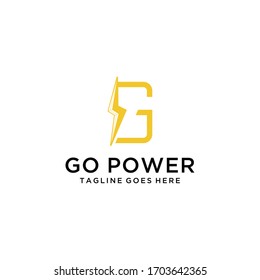 Creative Thunder Electric with modern sign G logo design template 