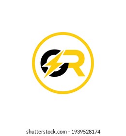 Creative Thunder Electric O,R bolt Concept logo design template 