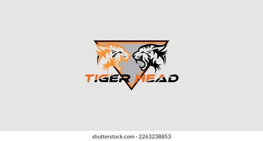 Creative tiger head logo design with modern style premium vector