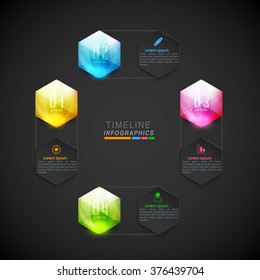 Diseño Infográfico Creativo de Línea de Tiempo con números coloridos para la presentación de su informe de empresa.