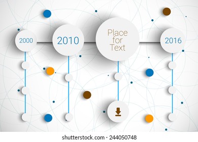 Creative timeline infographic with rounds. Display information, Steps for industrial factory. Eps10 vector for your design