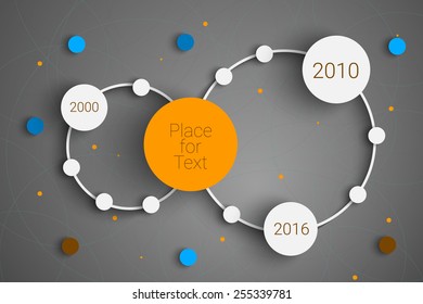 Creative timeline infographic with rounds. Display information, Steps for industrial factory. Eps10 vector for your design