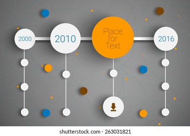 Creative timeline infographic with rounds. Display information, Steps for industrial factory. Eps10 vector for your design