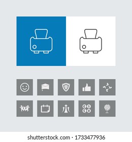Creative Toaster Line Icon mit Bonus Icons. 