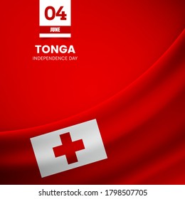 Creative Tonga flag on fabric texture. Vintage style independence day background