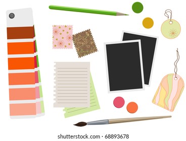 Creative tools. Designer background with stationery. Vector