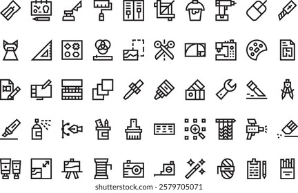 Creative tools icons High-Quality Vector Icons Collection with Editable Stroke. Ideal for Professional and Creative Projects