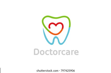 Creative Tooth Heart Inside Vector Logo Design Symbol Illustration