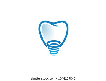 Creative Tooth Screw Logo Design Vector Symbol Illustration