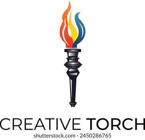 creative torch logo, Torch logo with burning fire vector logo, 