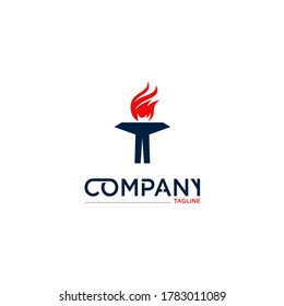 Creative torch logo. design vector template.