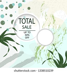 Creative Total Sale headers or banners with discount offer. Art posters. Design for seasonal clearance. It can be used in advertising, web design, graphic design