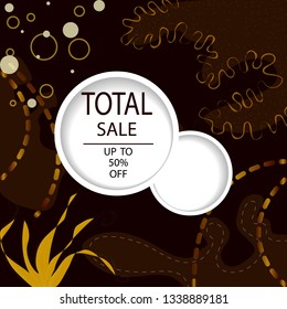 Creative Total Sale headers or banners with discount offer. Art dark and golden posters. Design for seasonal clearance. It can be used in advertising, web design, graphic design