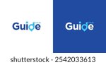 Creative Tour Guide Logo. Simple Wordmark Guide and Location Marker Symbol. Destination Guide Logo, Icon, Symbol, Vector, Design Inspiration.