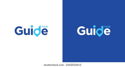 Creative Tour Guide Logo. Simple Wordmark Guide and Location Marker Symbol. Destination Guide Logo, Icon, Symbol, Vector, Design Inspiration.