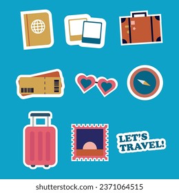 Creative Tour Travel Vacation Destination Sticker Illustration Set