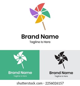 
 Creative toy pinwheel logo design
