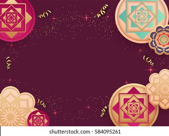 Creative traditional floral design decorated background with space for your text.