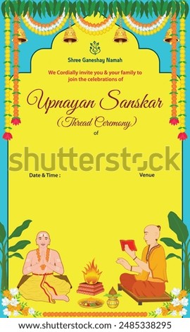 Creative Traditional Hindu Thread ceremony Invitation design.