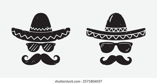 Creative Traditional Mexican Sombrero and Mustache Vintage Design