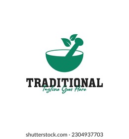 Creative traditional nature medicine herbal logo design illustration idea