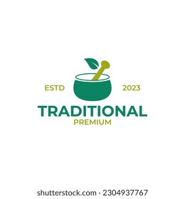 Creative traditional nature medicine herbal logo design illustration idea