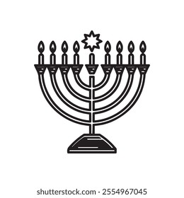 Creative traditional Star of David Menorah - Symbolic Jewish Holiday with Candle Holder Design vector art on white background 