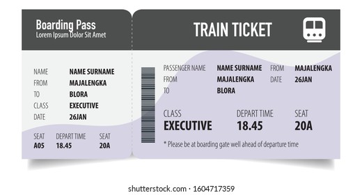 Creative Train Ticket Concept Design. Modern Train Ticket