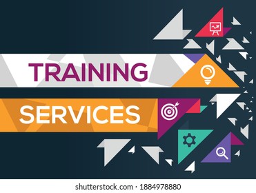 Creativo (servicios de formación) Palabra de banner con Icono ,Ilustración vectorial.
