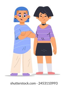 Creative transgender smiling couple on isolated background. Cartoon vector illustration
