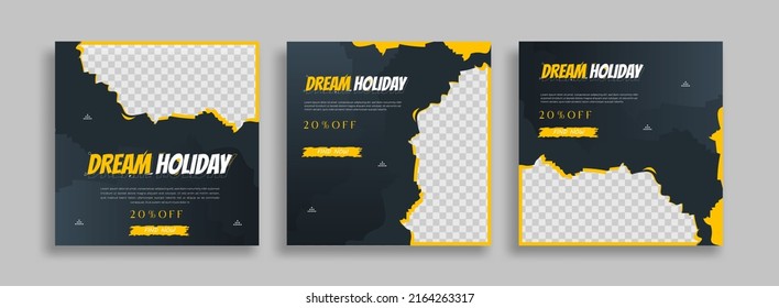 Creative Travel adventure sosial media post template easy use vector