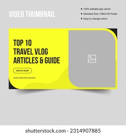 Creative travel agency business tips youtube tutorials video cover template design, fully editable vector eps 10 file format