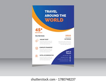 Creative Travel Agency Flyer poster, flyer, banner, magazine cover or template design for summer holiday, travel and trip