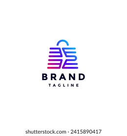 Creative Travel Bag Lines Logo Design. Plane Airlines Silhouette Forming Bag Icon Logo Design.