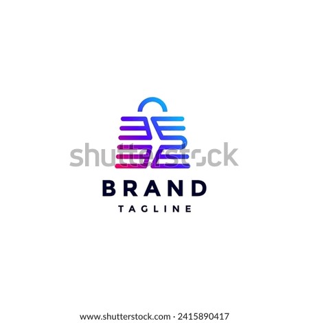Creative Travel Bag Lines Logo Design. Plane Airlines Silhouette Forming Bag Icon Logo Design.
