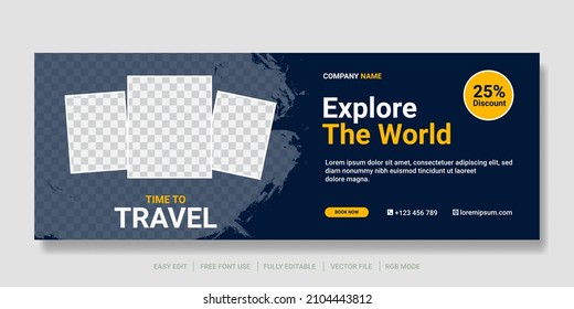 Creative travel cover social media or web banner template