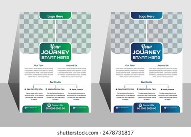 Creative travel flyer deign. Travel flyer template for travel agency.