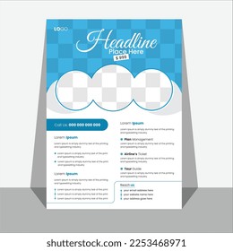 Creative Travel flyer design template. Ready to Travel template or flyer design with contact and venue details and trip.