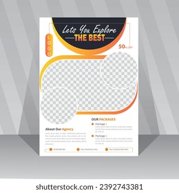 Plantilla de diseño de volante de viajes creativos, volante de turismo, color de turismo a4 para imprimir.