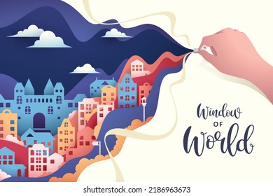 Creative Travel illustration to the Amsterdam banners or flyers, Advertising tourism and travel to the Netherlands
