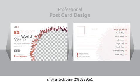 Creative travel post card design template.