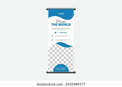 vector de plantilla de diseño de banner de rollo de viaje creativo.