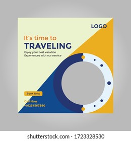 Creative Travel Sale Banner Vector Illustration