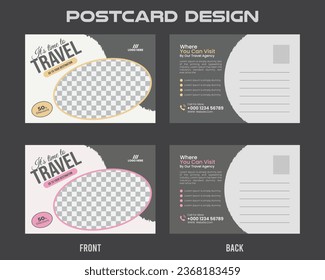 Plantilla de diseño de postales para viajes creativos.