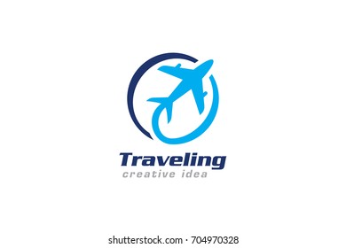 Creative Traveling Concept Logo Design Template Stock Vector (Royalty ...