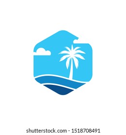 creative tree coconut and landscape logo template