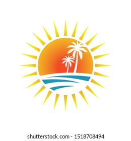 creative tree coconut and landscape logo template